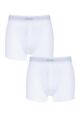 Mens 2 Pack Jeep Cotton Plain Fitted Button Front Trunk Boxer Shorts - White