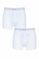 Mens 2 Pack Jeep Cotton Plain Fitted Button Front Trunk Boxer Shorts - White
