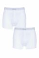 Mens 2 Pack Jeep Cotton Plain Fitted Button Front Trunk Boxer Shorts - White