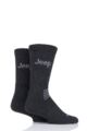 Mens 2 Pair Jeep Wool Mix Socks - Black /  Charcoal