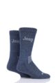 Mens 2 Pair Jeep Wool Mix Socks - Navy / Grey