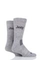 Mens 2 Pair Jeep Wool Mix Socks - Stone / Grey