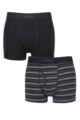Mens 2 Pack Jeep Striped Cotton Rich Keyhole Trunks - Black / Charcoal