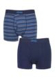 Mens 2 Pack Jeep Striped Cotton Rich Keyhole Trunks - Navy / Blue