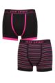 Mens 2 Pack Jeep Spirit Stripe Cotton Trunks - Fine Stripe Black / Pink