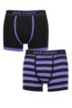 Mens 2 Pack Jeep Spirit Stripe Cotton Trunks - Broad Stripe Black / Purple