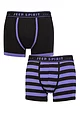 Mens 2 Pack Jeep Spirit Stripe Cotton Trunks - Broad Stripe Black / Purple