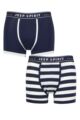 Mens 2 Pack Jeep Spirit Stripe Cotton Trunks - Broad Stripe Navy / White