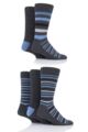 Mens 5 Pair Jeep Plain and Patterned Urban Trail Socks - Charcoal /  Teal Striped