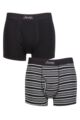 Mens 2 Pack Jeep Plain and Striped Cotton Keyhole Trunks - Black / Stripe