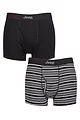 Mens 2 Pack Jeep Plain and Striped Cotton Keyhole Trunks - Black / Stripe