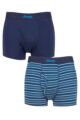 Mens 2 Pack Jeep Plain and Striped Cotton Keyhole Trunks - Navy / Stripe