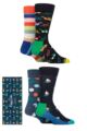 Mens 4 Pair Happy Socks Gift Boxed Navy Socks - Mix