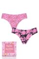 Ladies 2 Pack Happy Socks Pink Panther Gift Boxed Cheeky Knickers - Assorted