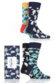 Mens and Ladies 4 Pair Happy Socks A Day In The Park Socks in Gift Box - Assorted