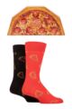 Mens and Ladies 2 Pair Happy Socks Gift Boxed Pizza Socks - Mix