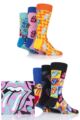 Mens and Ladies 6 Pair Happy Socks Rolling Stones Cotton Gift Boxed Socks - Assorted