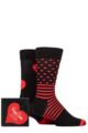 Mens and Ladies 2 Pair Happy Socks I Heart you Gift Boxed Socks - Black