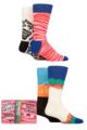 Mens and Ladies 4 Pair Happy Socks WWF Gift Boxed Socks - Pink