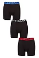 Mens 3 Pack Jeff Banks Plain Bamboo Trunks - Black Blue / Black / Red