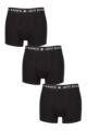Mens 3 Pack Jeff Banks Plain Cotton Trunks - Black