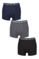 Mens 3 Pack Jeff Banks Plain Cotton Trunks - Black / Navy / Charcoal
