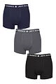 Mens 3 Pack Jeff Banks Plain Cotton Trunks - Black / Navy / Charcoal