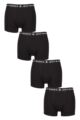 Mens 4 Pack Jeff Banks Plain Cotton Trunks - Black