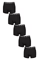 Mens 5 Pack Jeff Banks Plain Cotton Trunks - Black