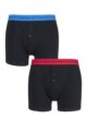 Mens 2 Pack Jeff Banks Plymouth Button Cotton Boxer Shorts - Black / Blue / Red