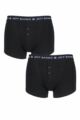 Mens 2 Pack Jeff Banks Plymouth Button Cotton Boxer Shorts - Black