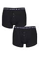 Mens 2 Pack Jeff Banks Plymouth Button Cotton Boxer Shorts - Black