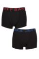 Mens 2 Pack Jeff Banks Cotton Trunks - Black / Red / Blue