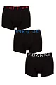 Mens 3 Pack Jeff Banks Plain Cotton Trunks - Black