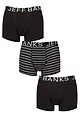 Mens 3 Pack Jeff Banks Cotton Patterned Trunks - Black Stripes