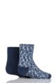 Girls 2 Pair Elle Cosy Bed and Slipper Socks - Deco Blue