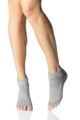 Ladies 1 Pair ToeSox Half Toe Organic Cotton Ankle Yoga Socks In Fuchsia - Heather Grey
