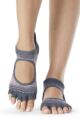 Women's 1 Pair ToeSox Bella Half Toe Organic Cotton Open Front Yoga Socks - Echo