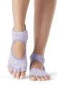 Women's 1 Pair ToeSox Bella Half Toe Organic Cotton Open Front Yoga Socks - Heather Purple