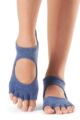 Ladies 1 Pair ToeSox Bella Half Toe Organic Cotton Open Front Yoga Socks - Navy Blue