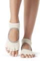 Ladies 1 Pair ToeSox Bella Half Toe Organic Cotton Open Front Yoga Socks - Oatmeal