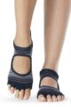Women's 1 Pair ToeSox Bella Half Toe Organic Cotton Open Front Yoga Socks - Static