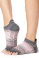 Mens and Ladies 1 Pair ToeSox Half Toe Organic Cotton Low Rise Yoga Socks - Echo