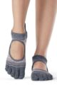 Ladies 1 Pair ToeSox Bellarina Full Toe Organic Cotton Open Front Yoga Socks - Echo