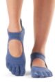 Ladies 1 Pair ToeSox Bellarina Full Toe Organic Cotton Open Front Yoga Socks - Navy Blue