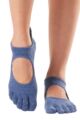 Women's 1 Pair ToeSox Bellarina Full Toe Organic Cotton Open Front Yoga Socks - Navy Blue