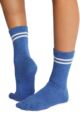 Women's 1 Pair ToeSox Organic Cotton Full Toe Grip Crew Socks - Royal Blue