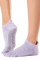 Ladies 1 Pair ToeSox Full Toe Organic Cotton Low Rise Yoga Socks - Heather Purple