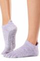 Ladies 1 Pair ToeSox Full Toe Organic Cotton Low Rise Yoga Socks - Heather Purple