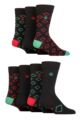 Mens 7 Pair Jeff Banks Recycled Cotton Patterned Socks with Gift Tag - Diamonds Black